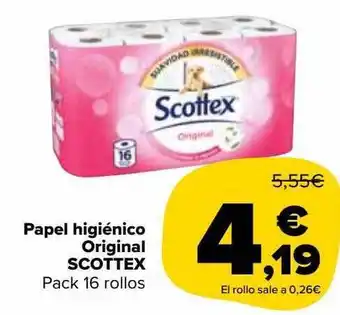 Carrefour Market Papel higiénico original scottex pack 16 rollos oferta