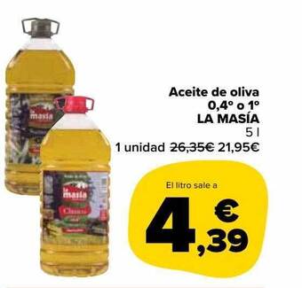Carrefour Market Aceite de oliva 0.4° o 1° la masía oferta