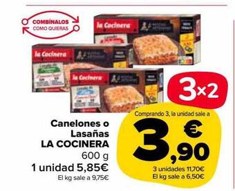 Carrefour Market Canelones o lasañas la cocinera oferta