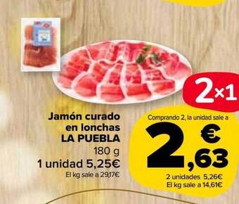 Carrefour Market Jamón curado en lonchas la puebla oferta