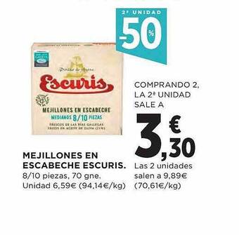 El Corte Inglés 2a unidad -50% mejillones en escabeche escuris oferta