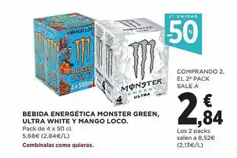 El Corte Inglés 2a unidad -50% bebida energética monster green, ultra white y mango loco oferta