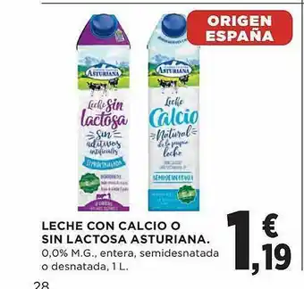 El Corte Inglés Leche con calcio o sin lactosa asturiana oferta