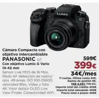 El Corte Inglés Cámara compacta con objetivo intercambiable panasonic oferta