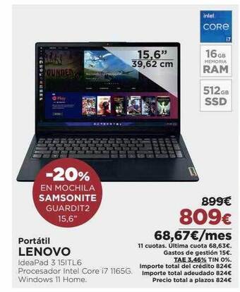El Corte Inglés Portátil lenovo oferta