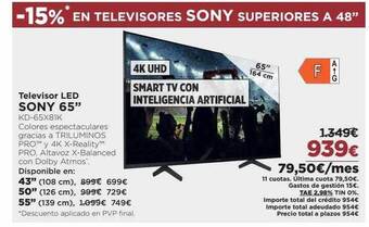 El Corte Inglés Televisor led sony 65 oferta