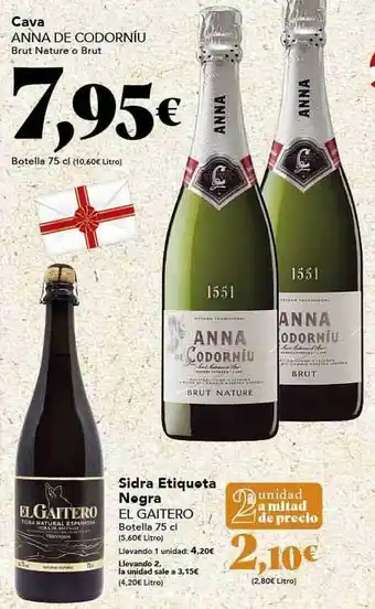 Gadis Cava anna de codorniu sidra etiqueta negra el gaitero oferta