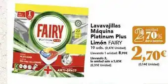 Gadis 2a unidad 70% descuento lavavajillas máquina platinum plus limón fairy oferta
