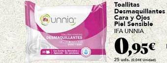 Gadis Toallitas desmaquillantes cara y ojos piel sensible ifa unnia oferta