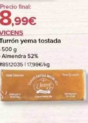 Costco Vicens turrón yema tostada oferta