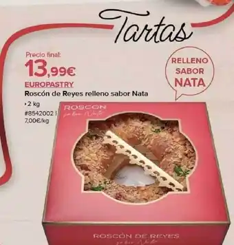 Costco Europastry roscón de reyes relleno sabor nata oferta