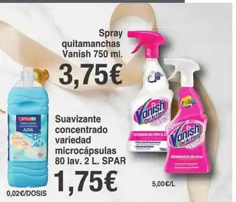 Spar La Palma Spray quitamanchas vanish suavizante concentrado variedad microcápsulas spar oferta