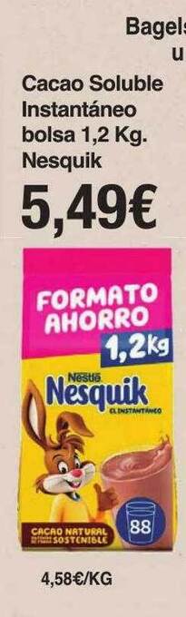 Cacao soluble instantáneo bolsa nesquik