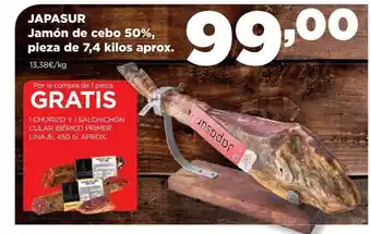 Alimerka Japasur jamón de cebo 50% pieza de 7.4 kilos aprox oferta