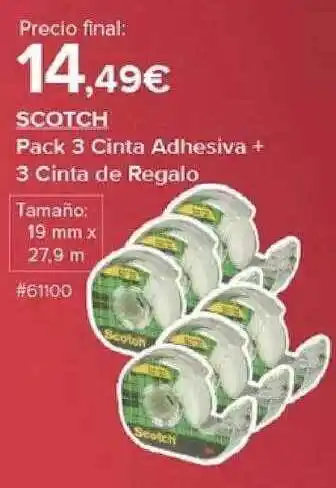Costco Scotch pack 3 cinta adhesiva + 3 cinta de regalo oferta