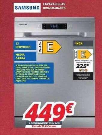 Mi electro Samsung lavavajillas dw60m6040fs oferta