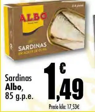 Unide Supermercados Albo Sardinillas 85g oferta