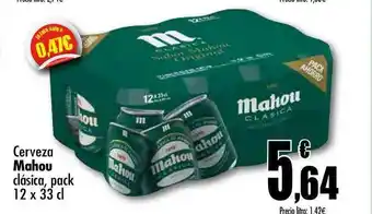 Unide Supermercados Mahou Clásica Cerveza 12x33 cl oferta