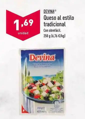 ALDI Devin Queso Al Estilo Tradicional 250g oferta