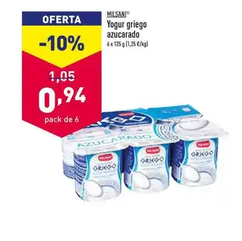 ALDI Milsan Yogur Griego Azucarado 6x125 g oferta