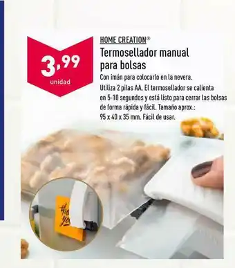 ALDI Home Creation Termosellador Manual Para Bolsas oferta