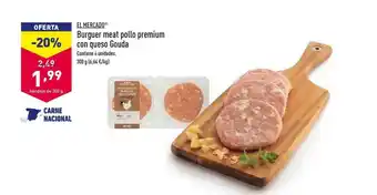 ALDI El Mercado Burguer Meat Pollo Premium Con Queso Gouda 300g oferta