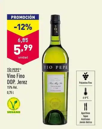 ALDI Tío Pepe Vino Fino Dop Jerez 0.75L oferta