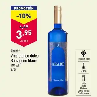 ALDI árabe Vino Blanco Dulce Sauvignon Blanc 0,75L oferta
