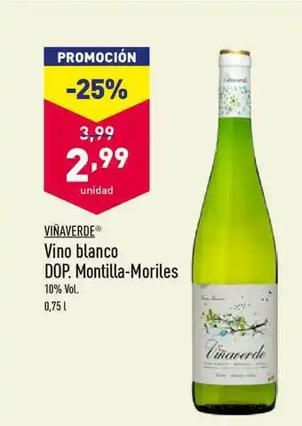 ALDI Viñaverde Vino Blanco Dop. Montilla-moriles 0,75L oferta
