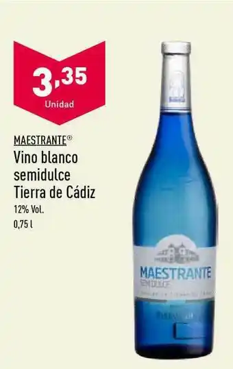 ALDI Maestrante Vino Blanco Semidulce Tierra De Cádiz oferta