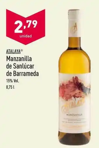 ALDI Atalaya Manzanilla De Sanlúcar De Barrameda 0,75L oferta