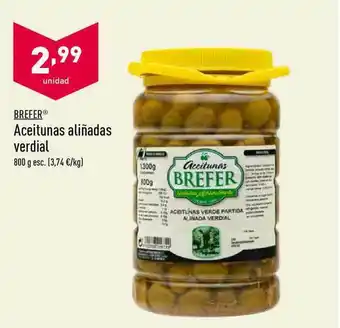 ALDI Brefer Aceitunas Aliñadas Verdial 800g oferta