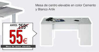 Atrapamuebles Mesa de centro elevable en color Cemento y Blanco Artik oferta