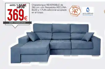 Atrapamuebles Chaiselongue reversible de 260cm. Respaldos Reclinables y Puffd adicional acoplado en el brazo oferta