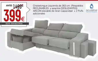 Atrapamuebles Chaiselongue izqueirda de 263 cm. Arcon elevable de Gran Capacidad + 2 Puffs adicionales oferta