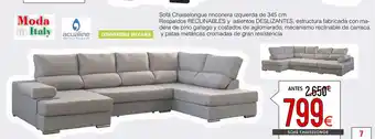 Atrapamuebles Sofá Chaiselongue Rinconera Izquieda de 345cm Respaldos Reclinables y asientos Deslizante, estructura fabricada con madera oferta