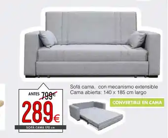 Atrapamuebles Sofá cama, con mecanismo extensible Cama abierta: 140x185cm largo oferta