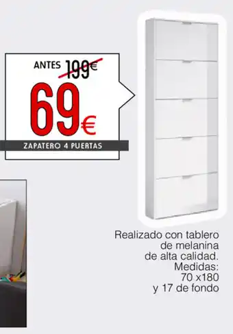 Realizado con tablero de melanina de alta calidad 70x180 y 17 de fondo