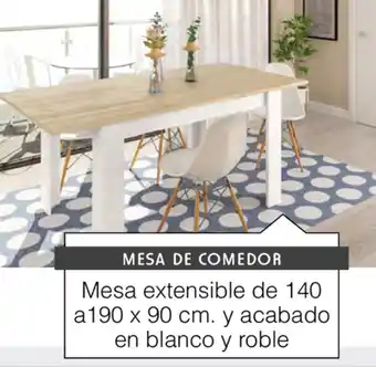 Atrapamuebles Mesa extensible de 140 a 190 x 90cm. y acabado en blanco y roble oferta