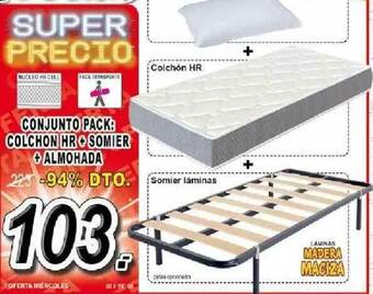 Muebles Boom Conjunto Pack: Colchon Hr + Somier + Almohada oferta