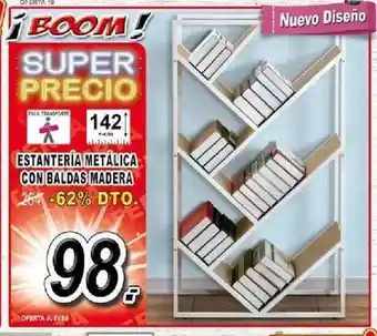 Muebles Boom Estantería Metálica Con Baldas Madera oferta