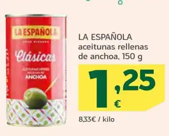 HiperDino La Española Aceitunas Rellenas De Anchoa 150g oferta