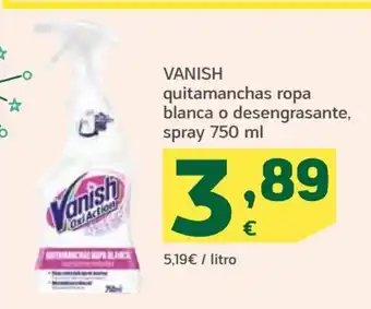 HiperDino Vanish Quitamanchas Ropa Blanca o Desengrasante, Spray 750ml oferta