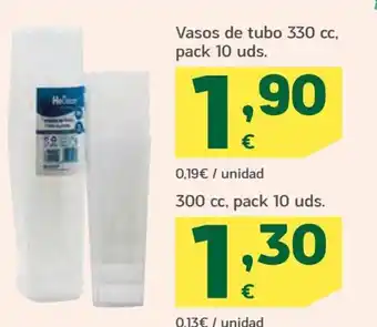 HiperDino Vasos de Tubo 330cc, Pack 10 uds oferta