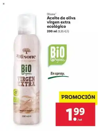 Lidl Olisone Aceite De Oliva Virgen Extra Ecológico 200ml oferta