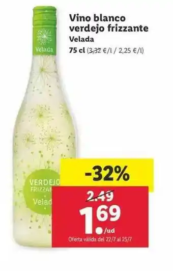 Lidl Vino Blanco Verdejo Frizzante Velada 75cl oferta