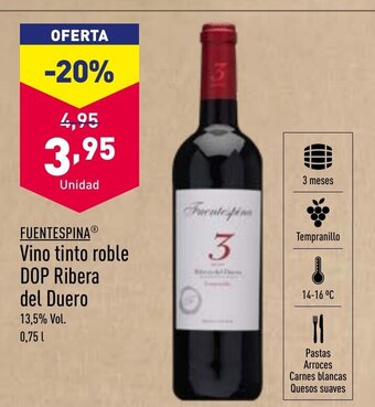 ALDI Vino Tinto Roble DOP Ribera Del Duero oferta