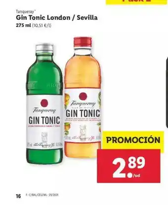 Lidl Tanqueray Gin Tonic London Sevilla 275ml oferta