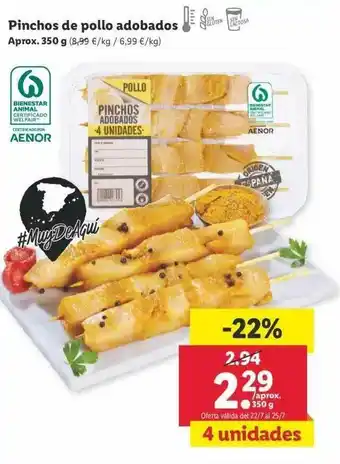 Lidl Pinchos De Pollo Adobados 350g oferta