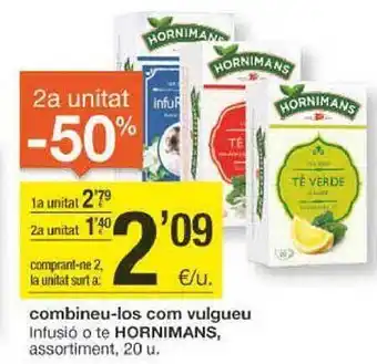 BonpreuEsclat 2a unitat -50% infusió o te hornimans assortiment oferta